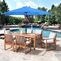Alaterre Furniture 8 Piece Set, Weston Table with 6 Chairs, and 10-Foot Auto Tilt Umbrella Brilliant Blue ANWT03RD07S6